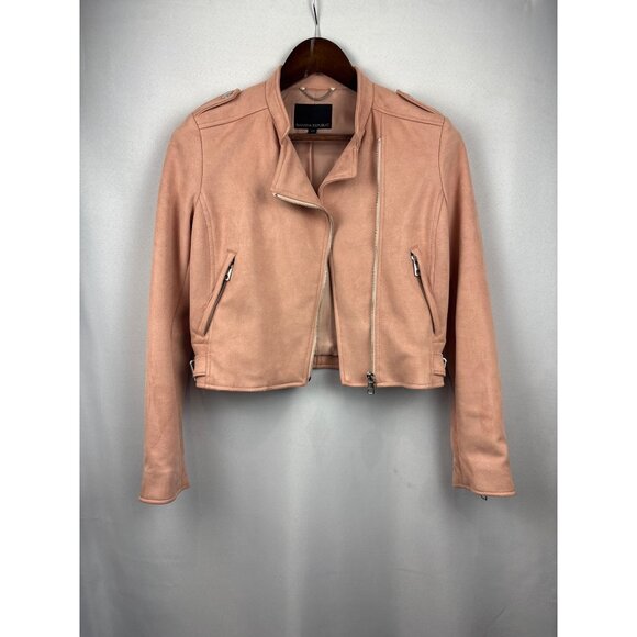 Women’s Banana Republic XS Peach Suede Biker Jacket - Picture 2 of 6